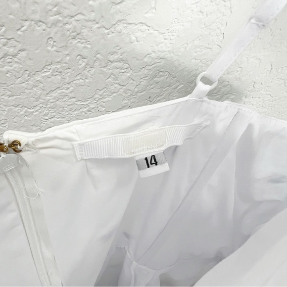 Jonathan Simkhai Eyelet Embroidered Bustier Dress White Blue Size 14 - Picture 8 of 11